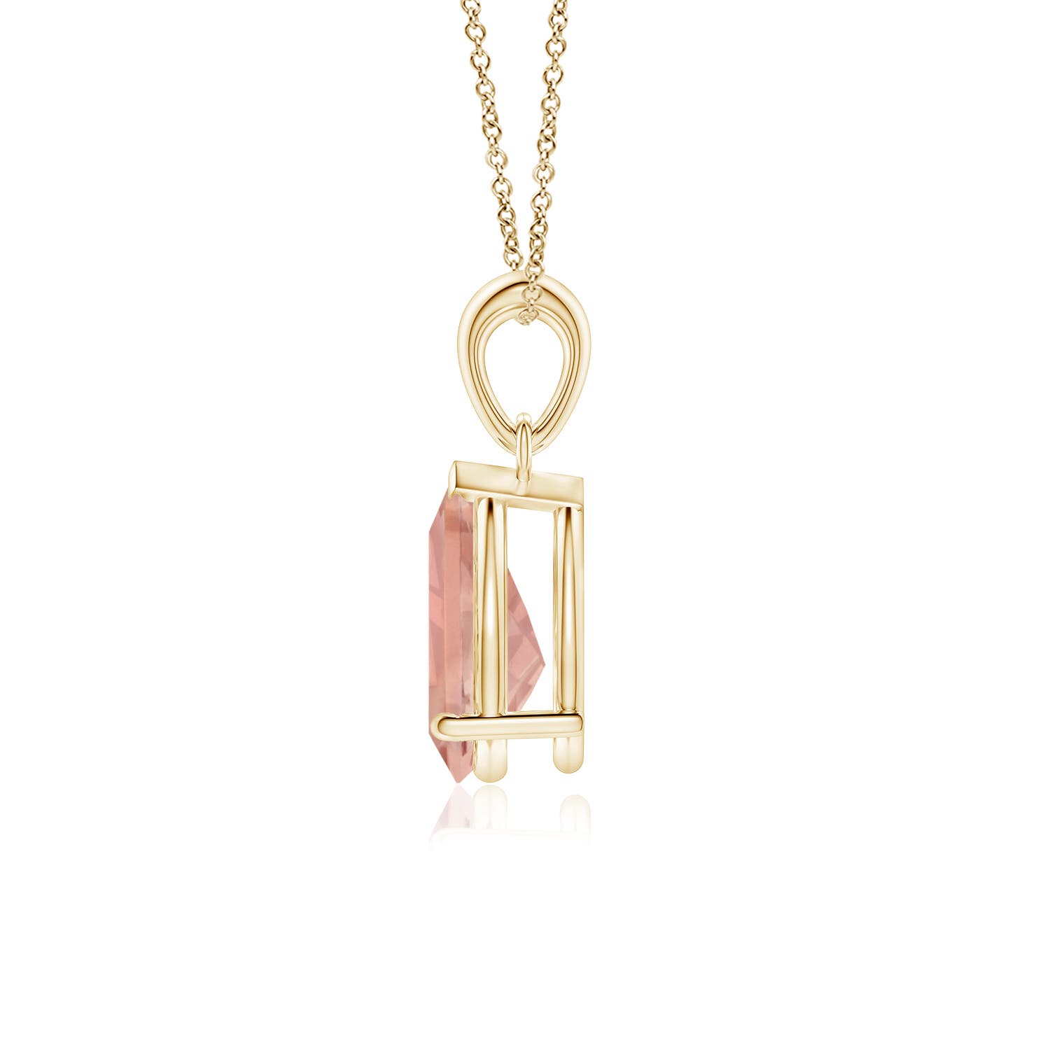 10x7mm AAAA Prong-Set Pear Morganite Solitaire Pendant in 18K Yellow Gold