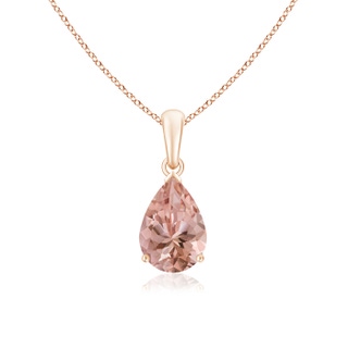 10x7mm AAAA Pear-Shaped Morganite Solitaire Pendant in Rose Gold