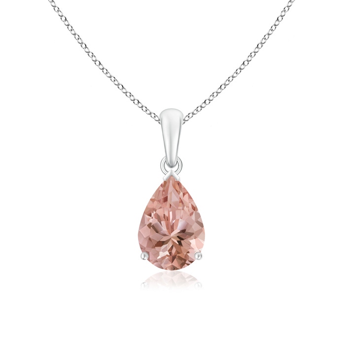 10x7mm AAAA Pear-Shaped Morganite Solitaire Pendant in White Gold