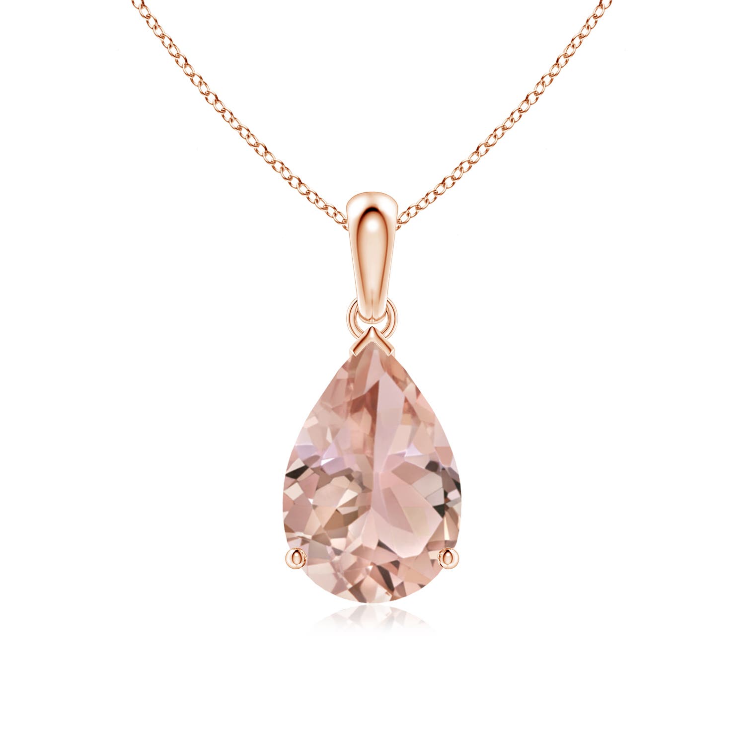 Angara 2.25 CTW Prong-Set Pear Morganite Solitaire Pendant in 18K Rose Gold