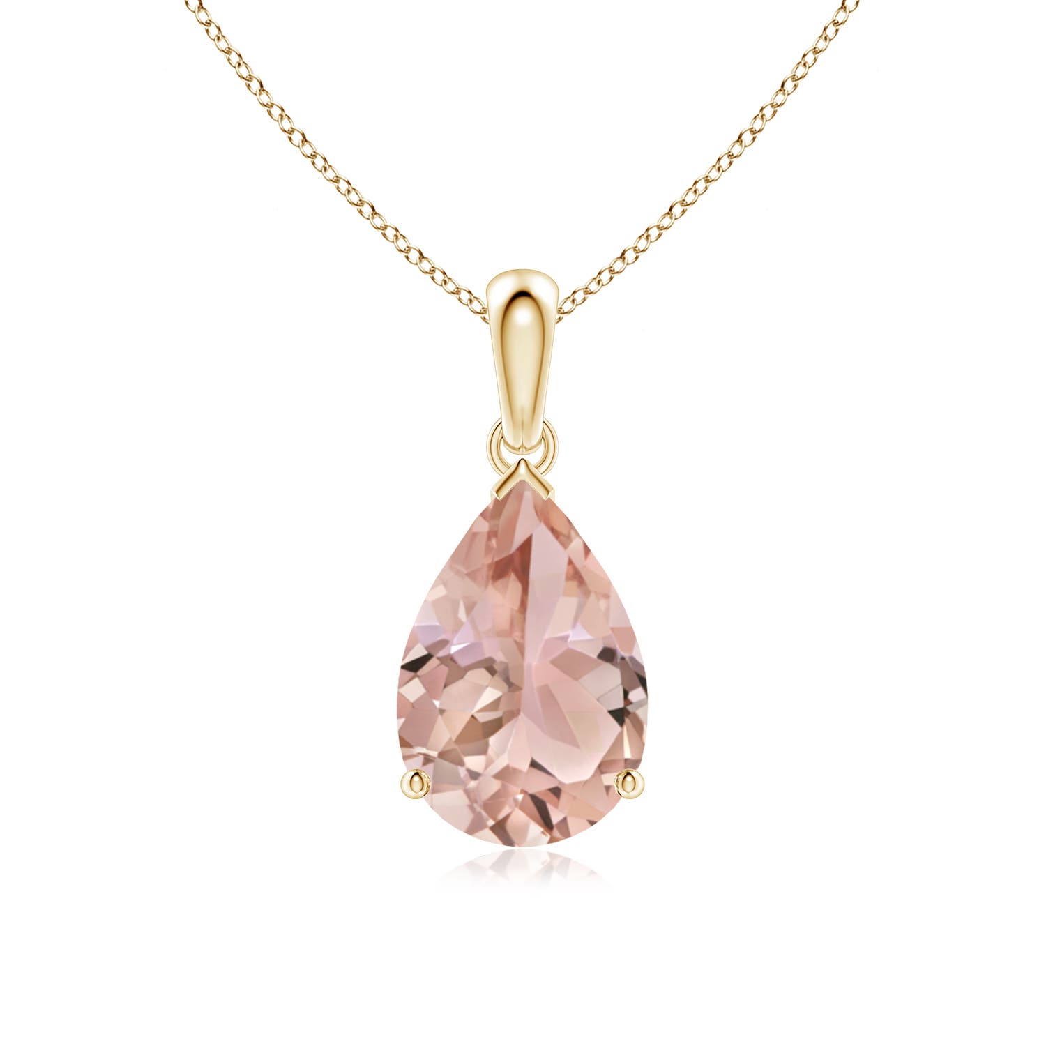 Angara 2.25 CTW Prong-Set Pear Morganite Solitaire Pendant in 18K Yellow Gold