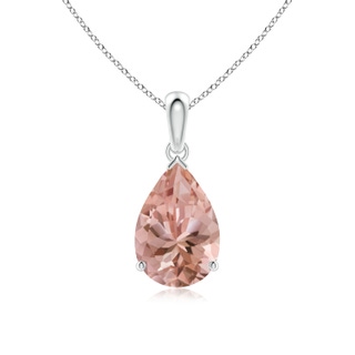 12x8mm AAAA Prong-Set Pear Morganite Solitaire Pendant in 18K White Gold