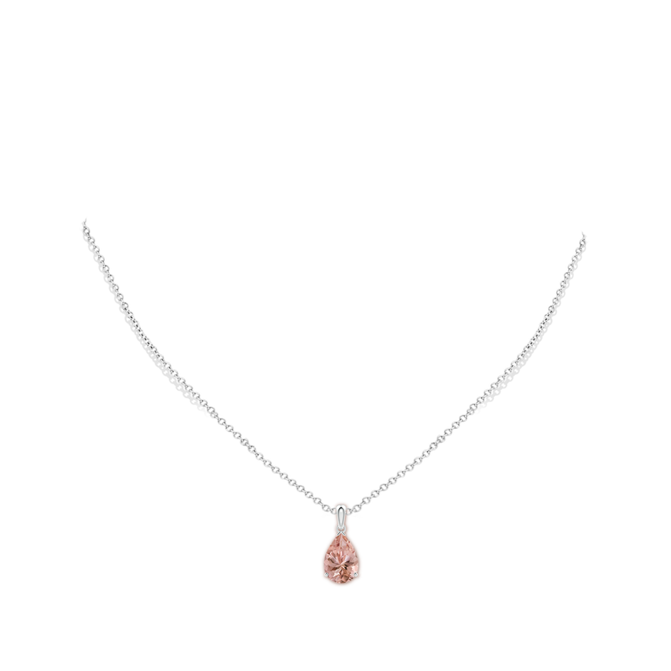 12x8mm AAAA Prong-Set Pear Morganite Solitaire Pendant in P950 Platinum pen