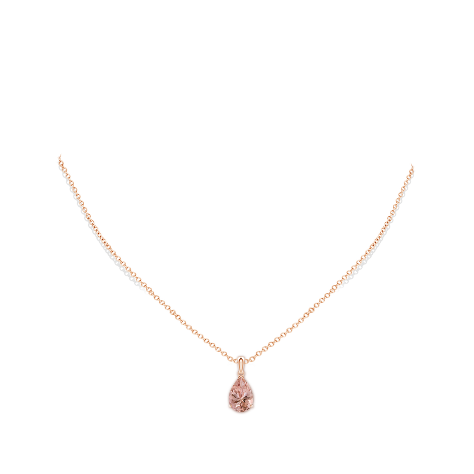 12x8mm AAAA Prong-Set Pear Morganite Solitaire Pendant in Rose Gold pen
