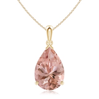 15x10mm AAAA Prong-Set Pear Morganite Solitaire Pendant in 18K Yellow Gold