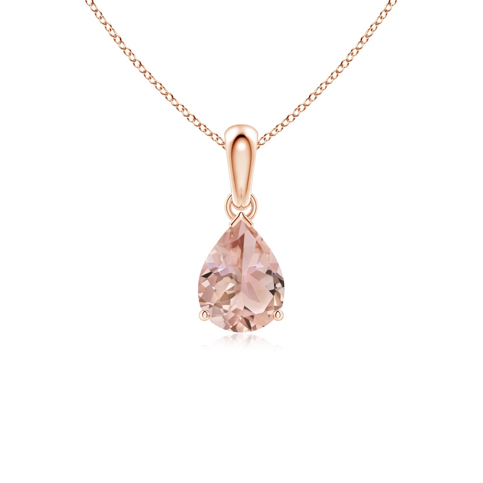8x6mm AAA Prong-Set Pear Morganite Solitaire Pendant in Rose Gold 