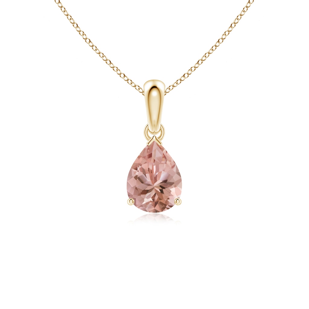 8x6mm AAAA Prong-Set Pear Morganite Solitaire Pendant in 10K Yellow Gold