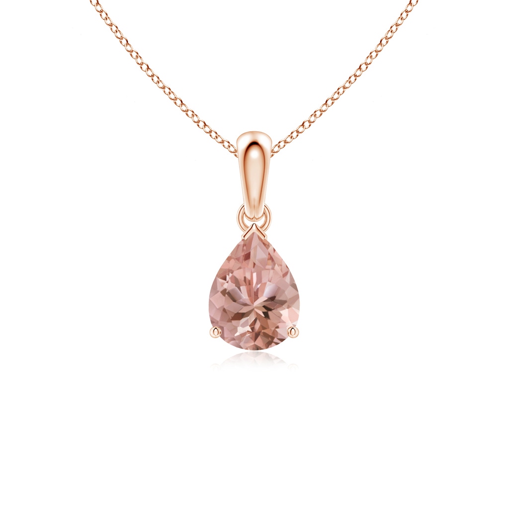 8x6mm AAAA Prong-Set Pear Morganite Solitaire Pendant in 9K Rose Gold