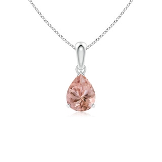 8x6mm AAAA Prong-Set Pear Morganite Solitaire Pendant in 9K White Gold