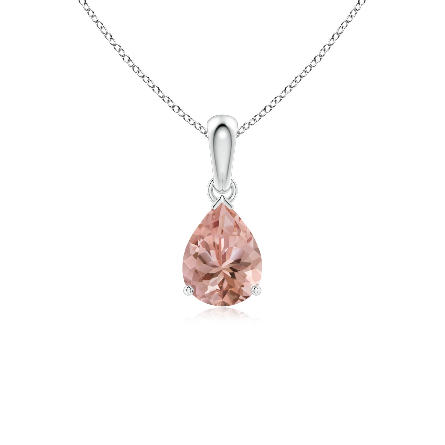 8x6mm AAAA Prong-Set Pear Morganite Solitaire Pendant in P950 Platinum