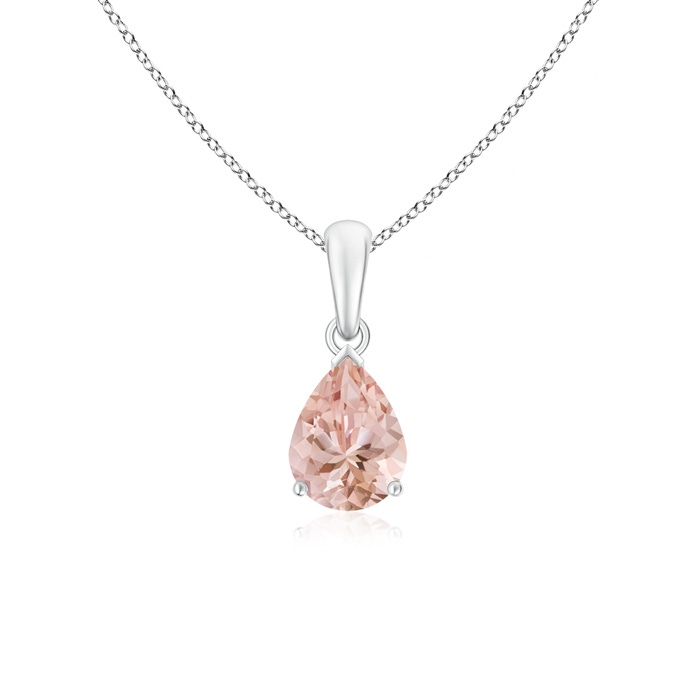 8x6mm AAAA Pear-Shaped Morganite Solitaire Pendant in White Gold