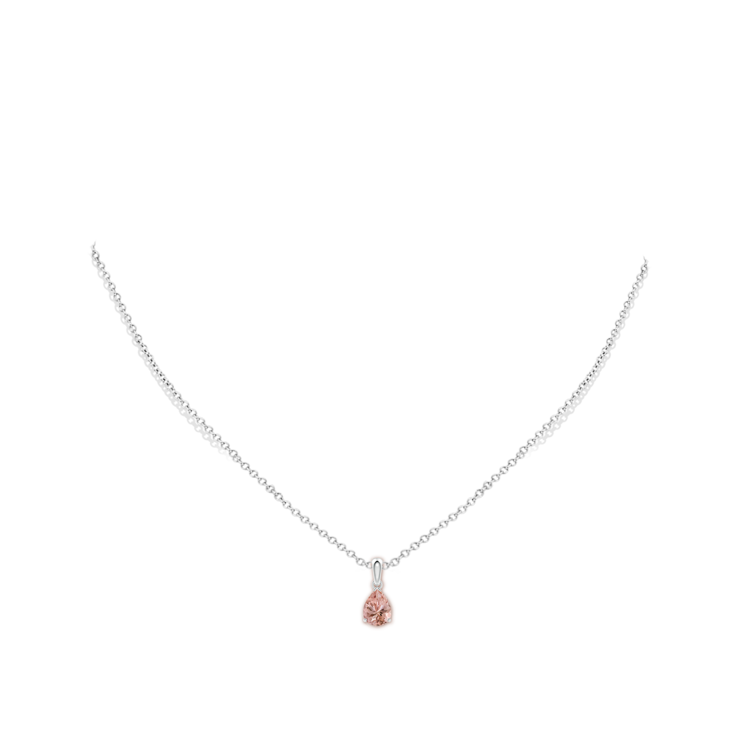 8x6mm AAAA Prong-Set Pear Morganite Solitaire Pendant in White Gold - body_neck