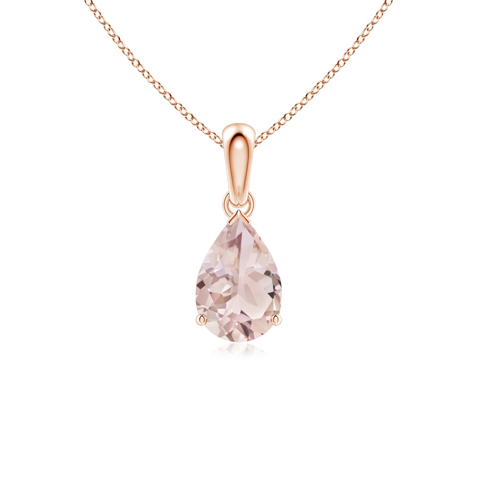 9x6mm A Prong-Set Pear Morganite Solitaire Pendant in Rose Gold 
