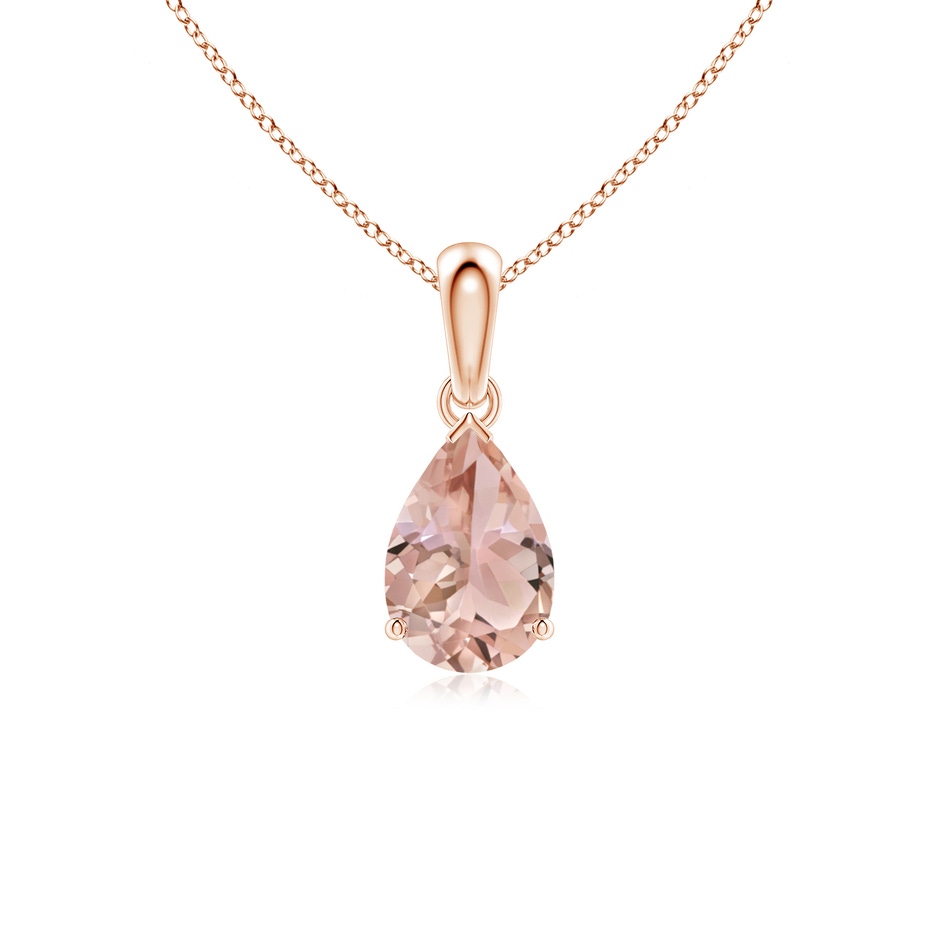 9x6mm AAA Prong-Set Pear Morganite Solitaire Pendant in Rose Gold 
