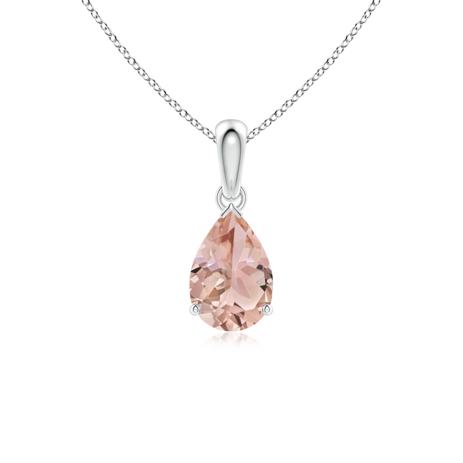 9x6mm AAA Prong-Set Pear Morganite Solitaire Pendant in S999 Silver 