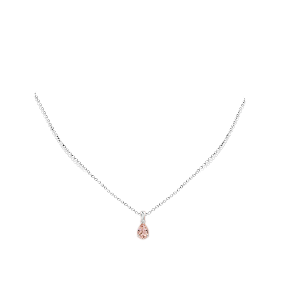 9x6mm AAA Prong-Set Pear Morganite Solitaire Pendant in S999 Silver pen