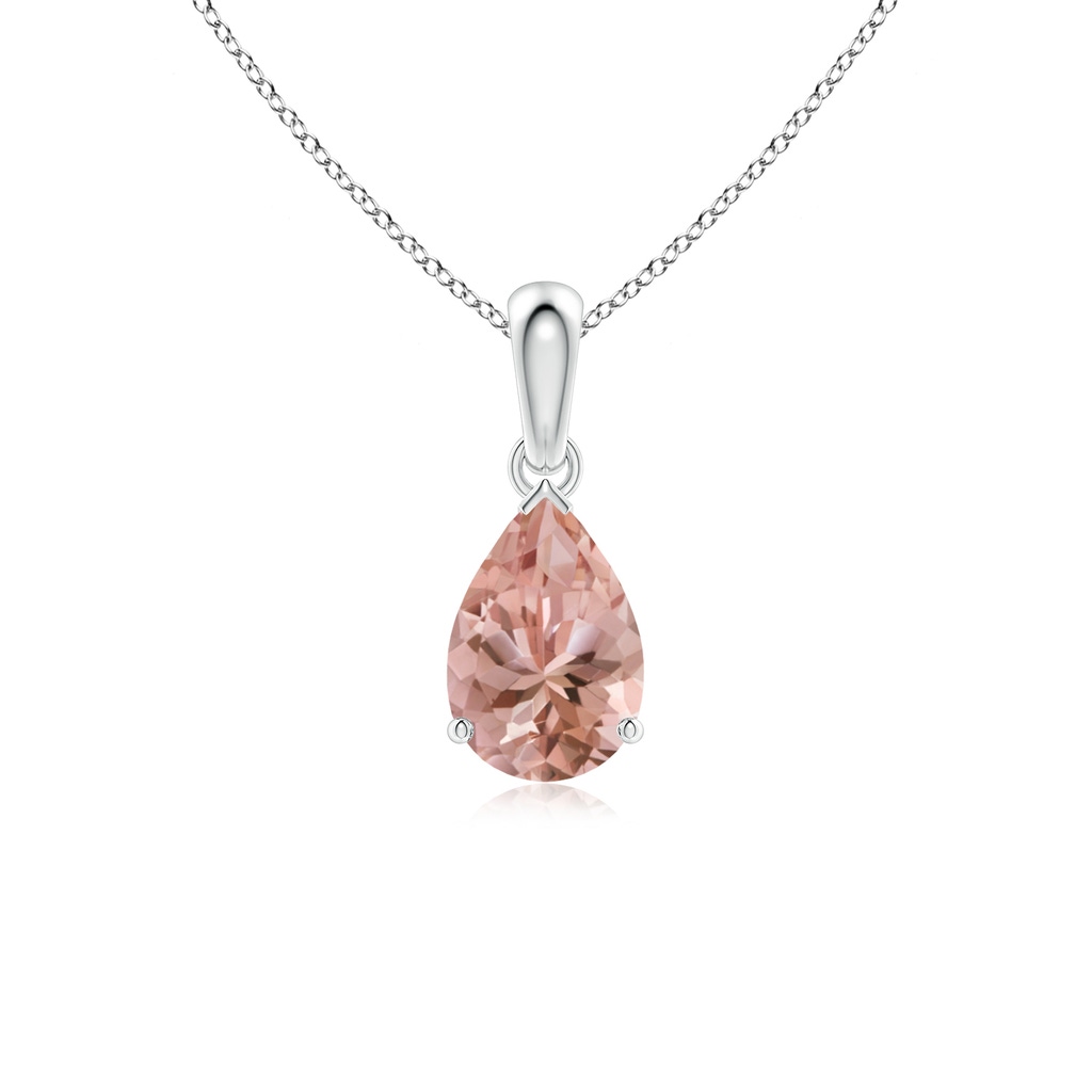 9x6mm AAAA Prong-Set Pear Morganite Solitaire Pendant in 18K White Gold