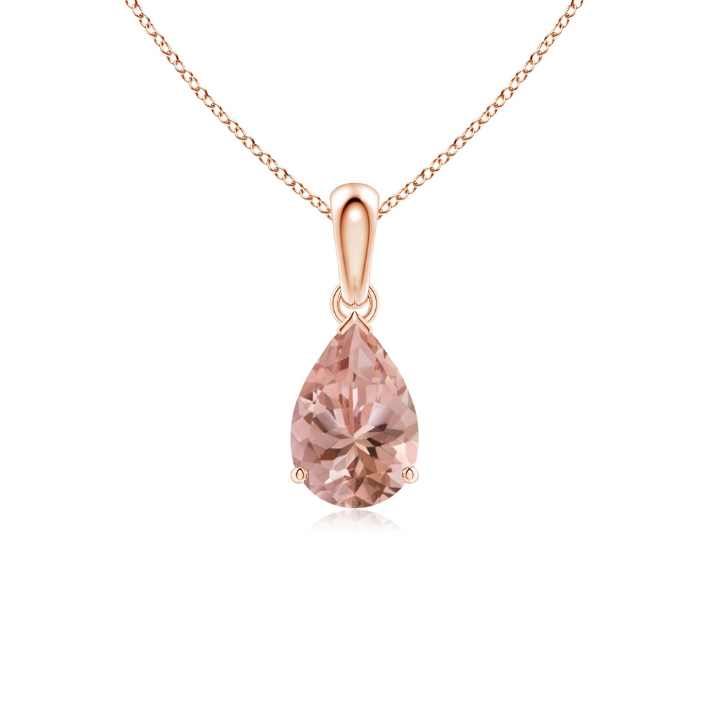 9x6mm AAAA Prong-Set Pear Morganite Solitaire Pendant in Rose Gold