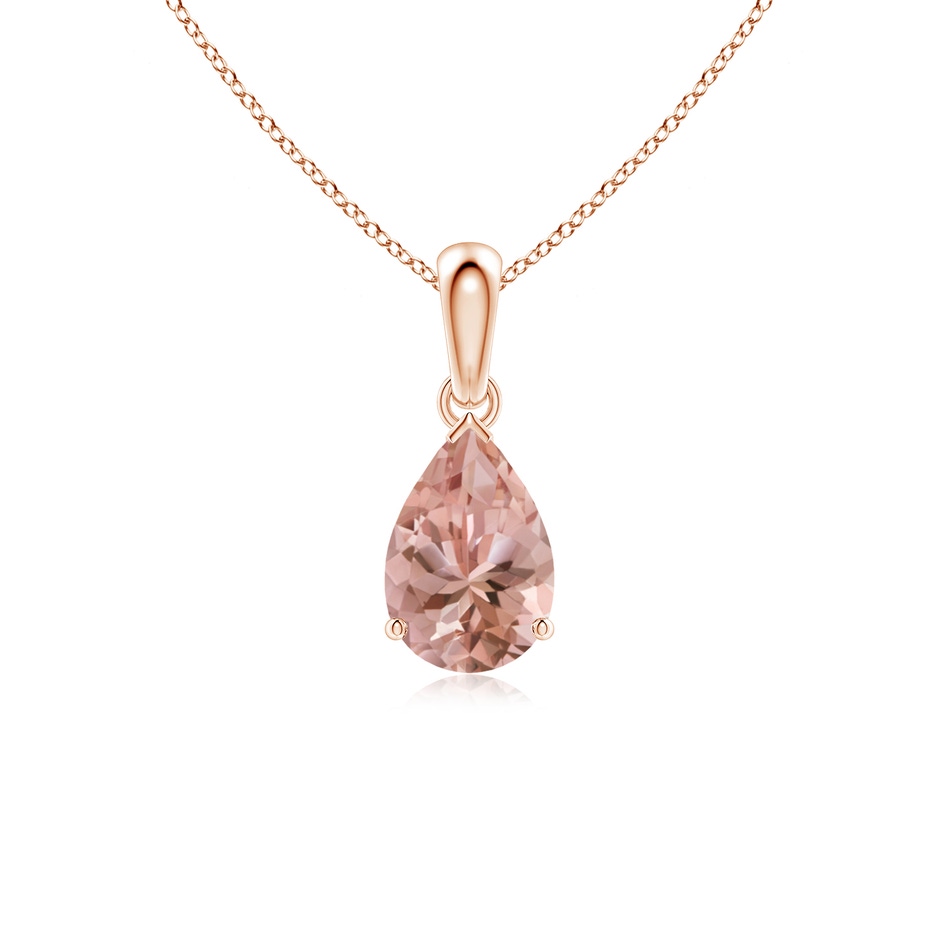 9x6mm AAAA Prong-Set Pear Morganite Solitaire Pendant in Rose Gold 