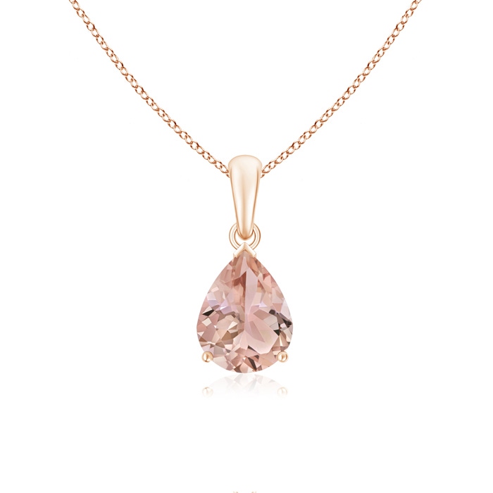 9x7mm AAA Pear-Shaped Morganite Solitaire Pendant in Rose Gold