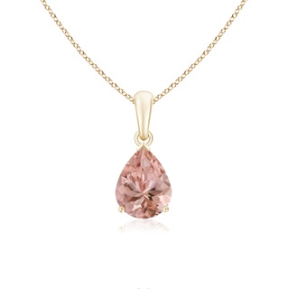9x7mm AAAA Pear-Shaped Morganite Solitaire Pendant in Yellow Gold