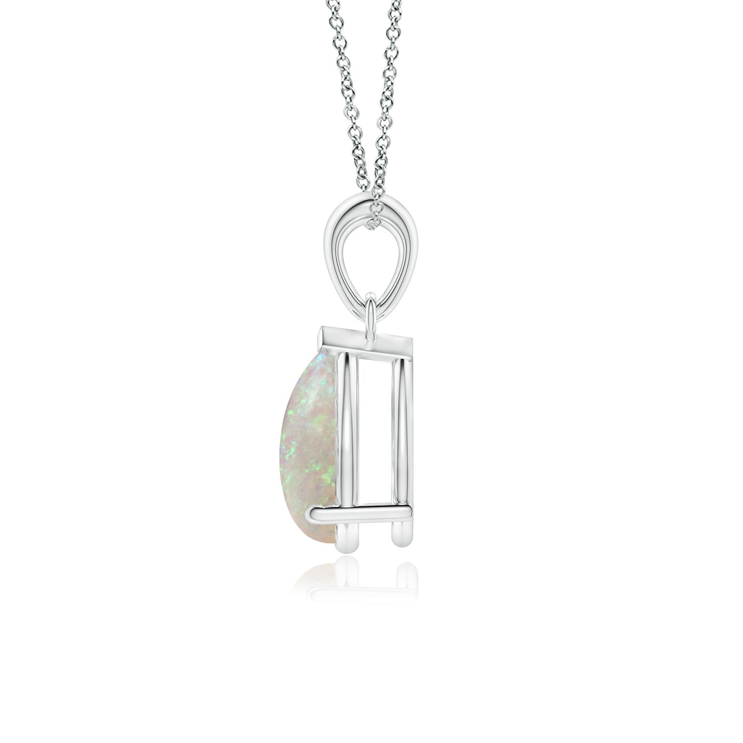 10x7mm AAA Prong-Set Pear Opal Solitaire Pendant in P950 Platinum