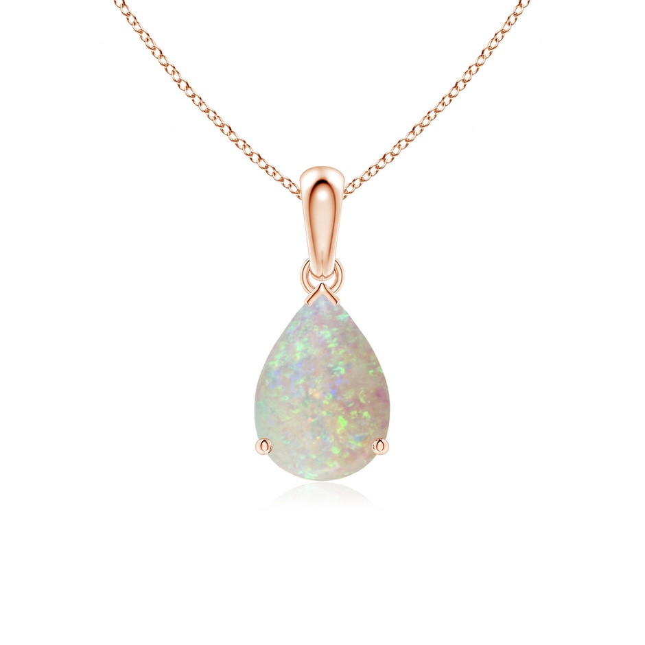 10x7mm AAA Prong-Set Pear Opal Solitaire Pendant in Rose Gold 