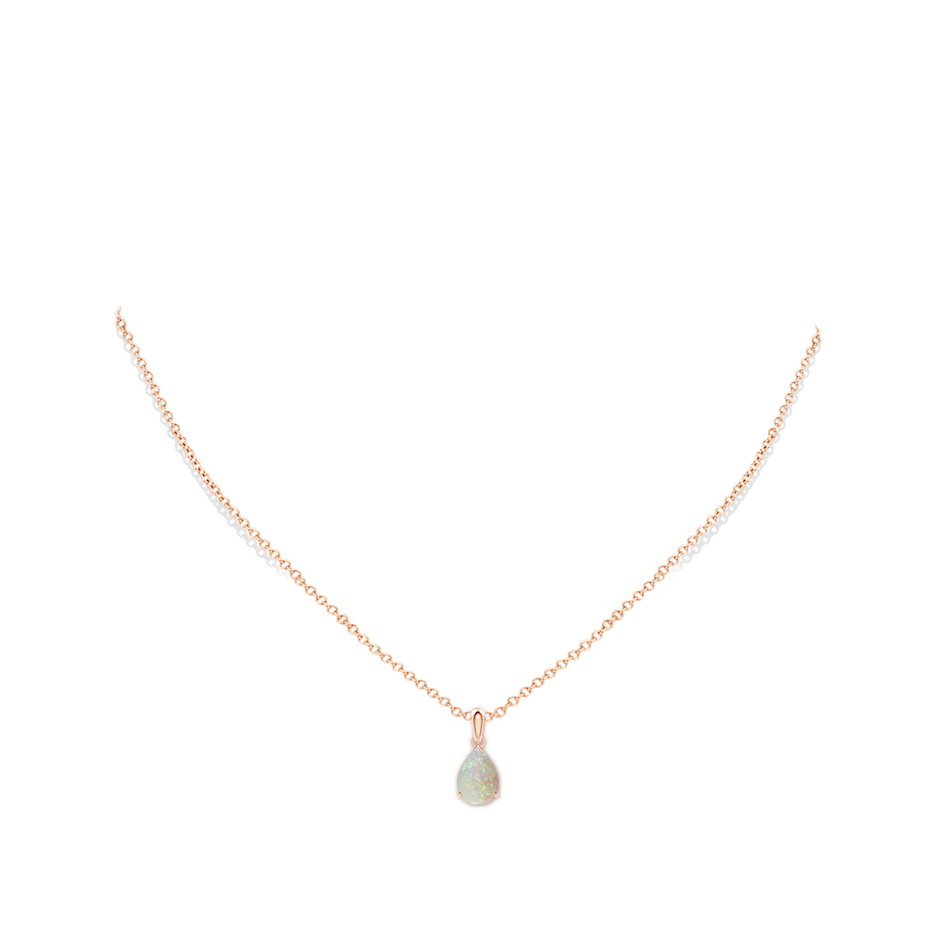 10x7mm AAA Prong-Set Pear Opal Solitaire Pendant in Rose Gold pen