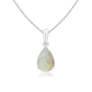 10x7mm AAA Pear-Shaped Opal Solitaire Pendant in White Gold