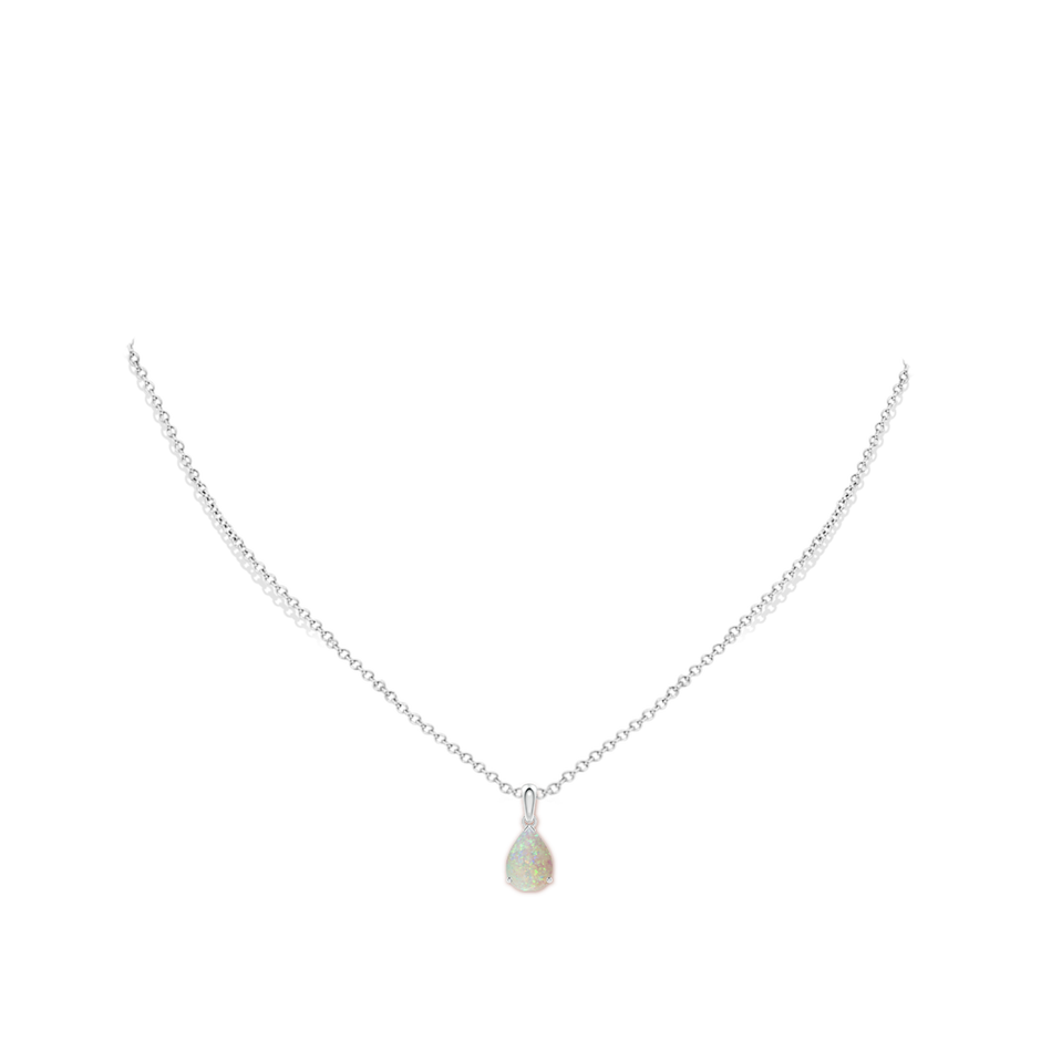 10x7mm AAA Prong-Set Pear Opal Solitaire Pendant in White Gold pen
