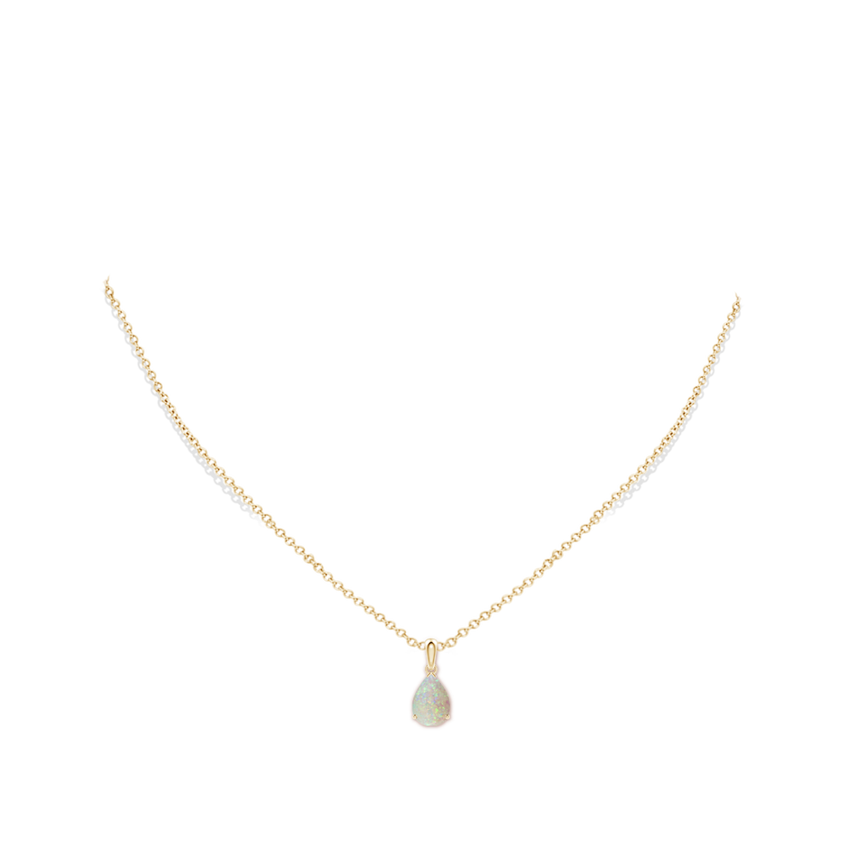 10x7mm AAA Prong-Set Pear Opal Solitaire Pendant in Yellow Gold pen