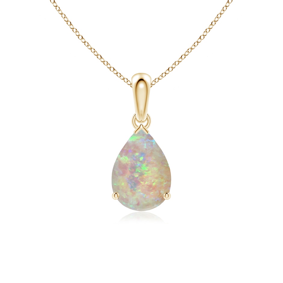 10x7mm AAAA Prong-Set Pear Opal Solitaire Pendant in 10K Yellow Gold 