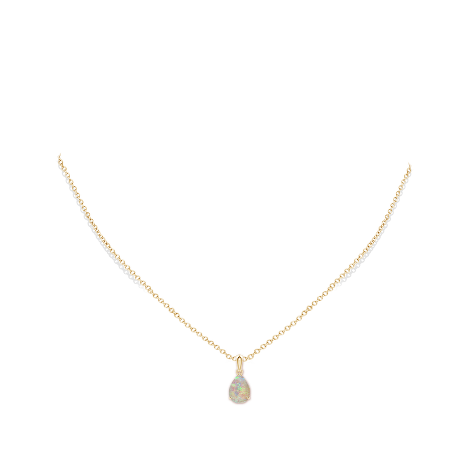 10x7mm AAAA Prong-Set Pear Opal Solitaire Pendant in 10K Yellow Gold pen