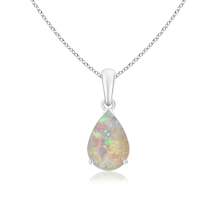 10x7mm AAAA Pear-Shaped Opal Solitaire Pendant in White Gold