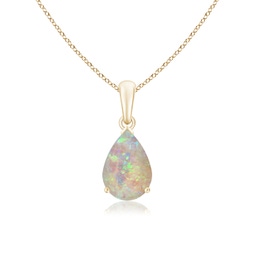 10x7mm AAAA Pear-Shaped Opal Solitaire Pendant in Yellow Gold