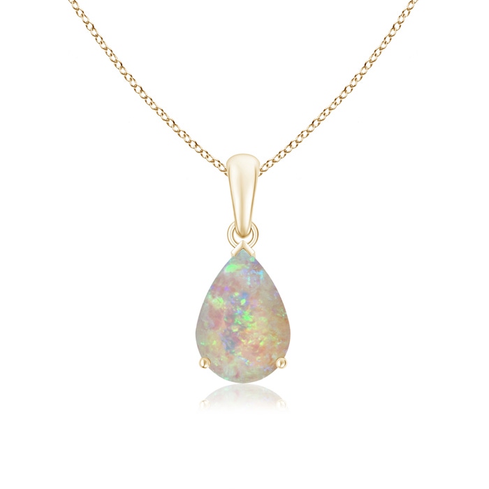 10x7mm AAAA Pear-Shaped Opal Solitaire Pendant in Yellow Gold 