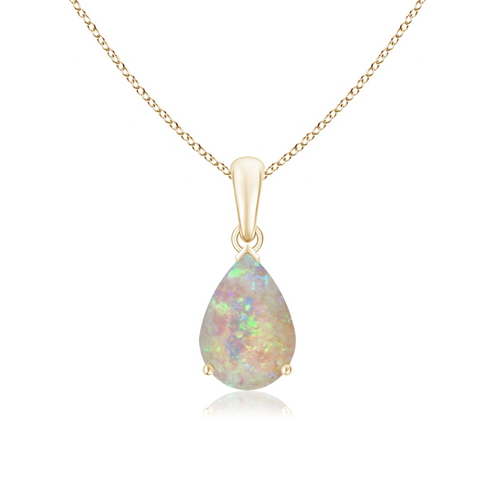 10x7mm AAAA Pear-Shaped Opal Solitaire Pendant in Yellow Gold
