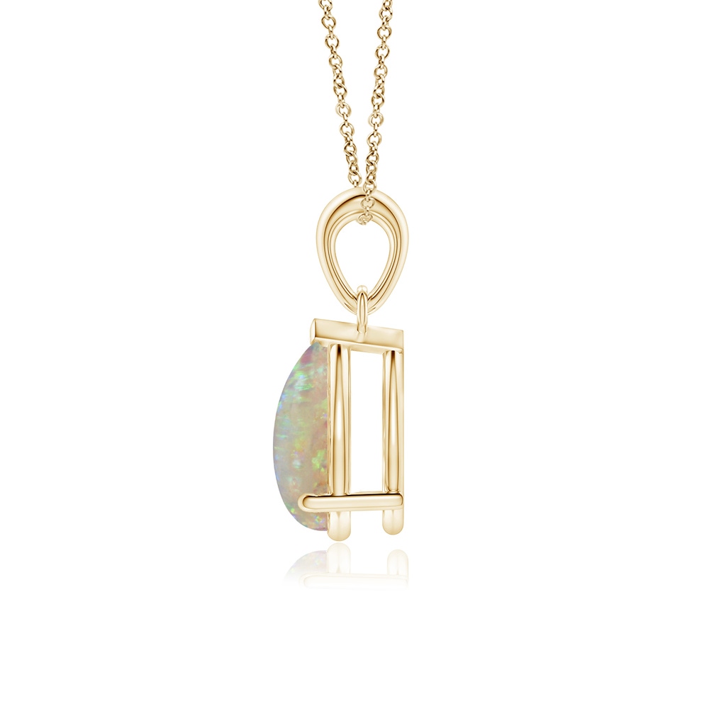10x7mm AAAA Prong-Set Pear Opal Solitaire Pendant in Yellow Gold - side 199