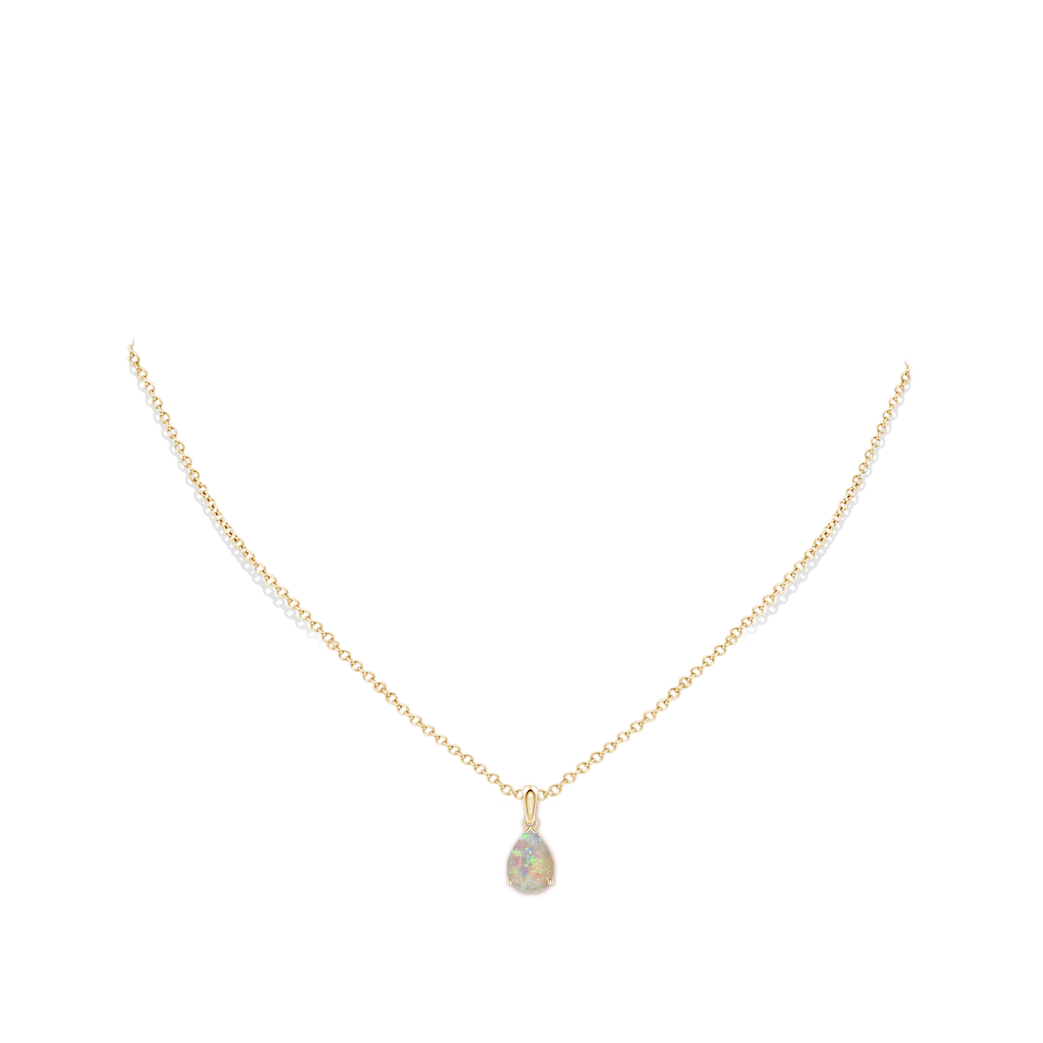 10x7mm AAAA Prong-Set Pear Opal Solitaire Pendant in Yellow Gold - body_neck