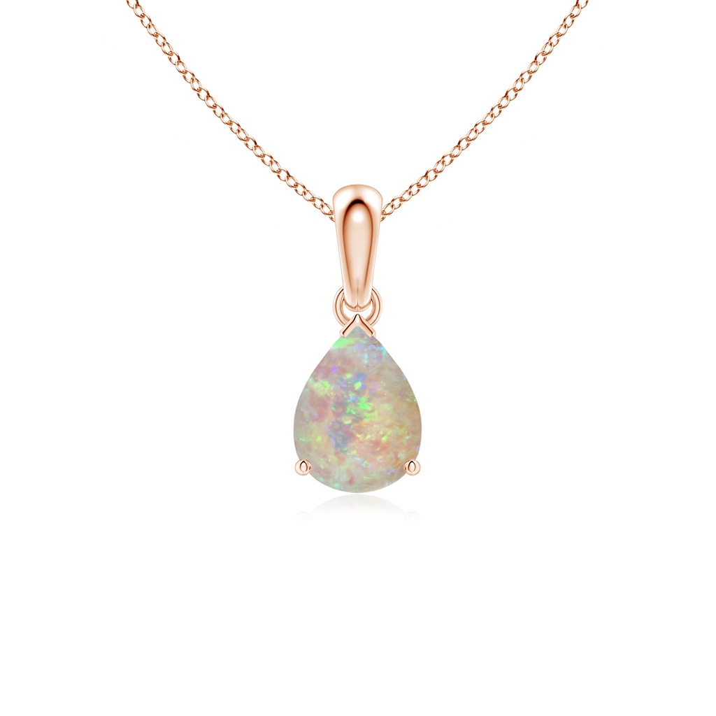 8x6mm AAAA Prong-Set Pear Opal Solitaire Pendant in 10K Rose Gold