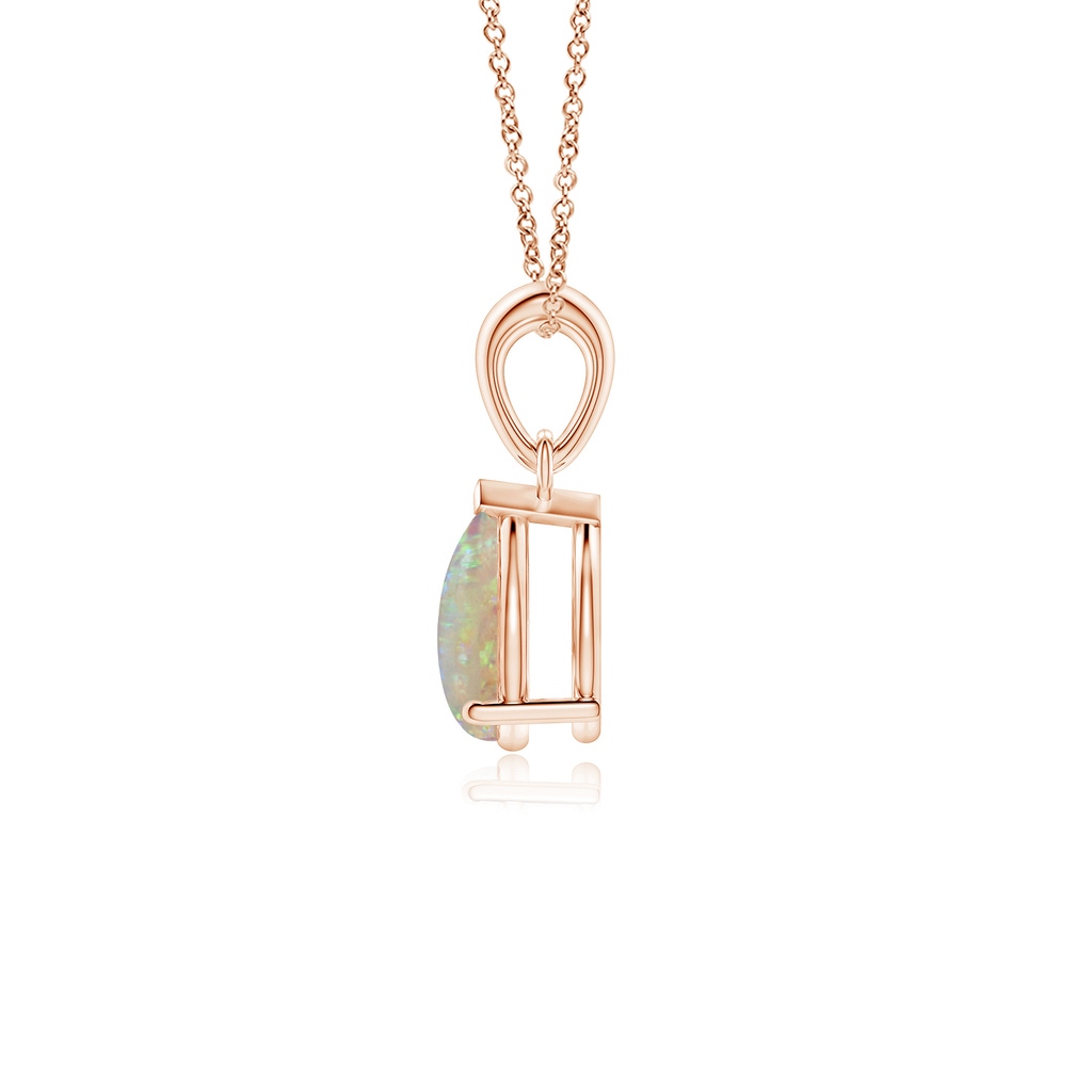 8x6mm AAAA Prong-Set Pear Opal Solitaire Pendant in 10K Rose Gold - side 199