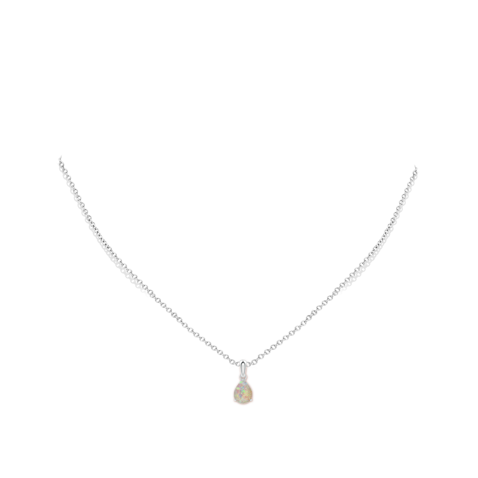 8x6mm AAAA Prong-Set Pear Opal Solitaire Pendant in P950 Platinum pen