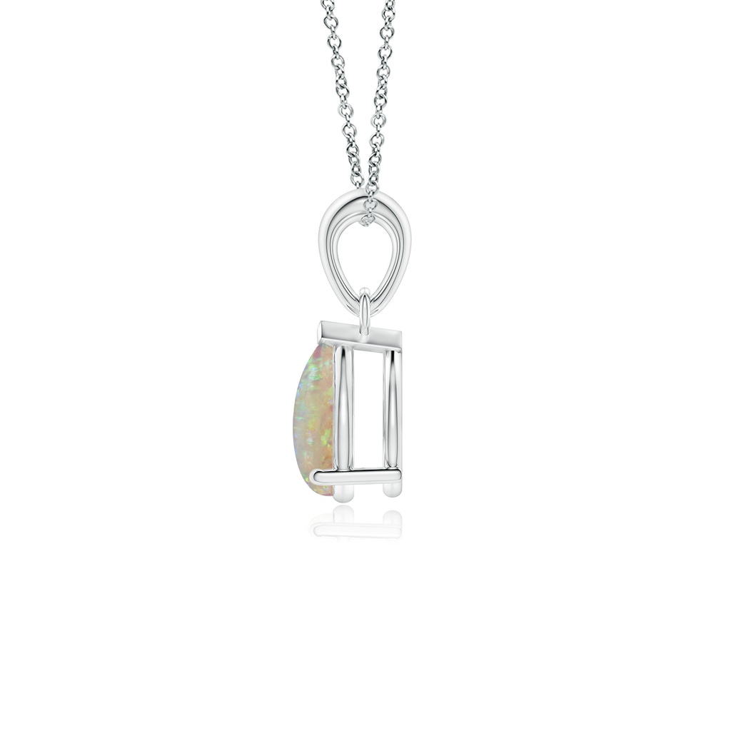 8x6mm AAAA Prong-Set Pear Opal Solitaire Pendant in White Gold - side 199