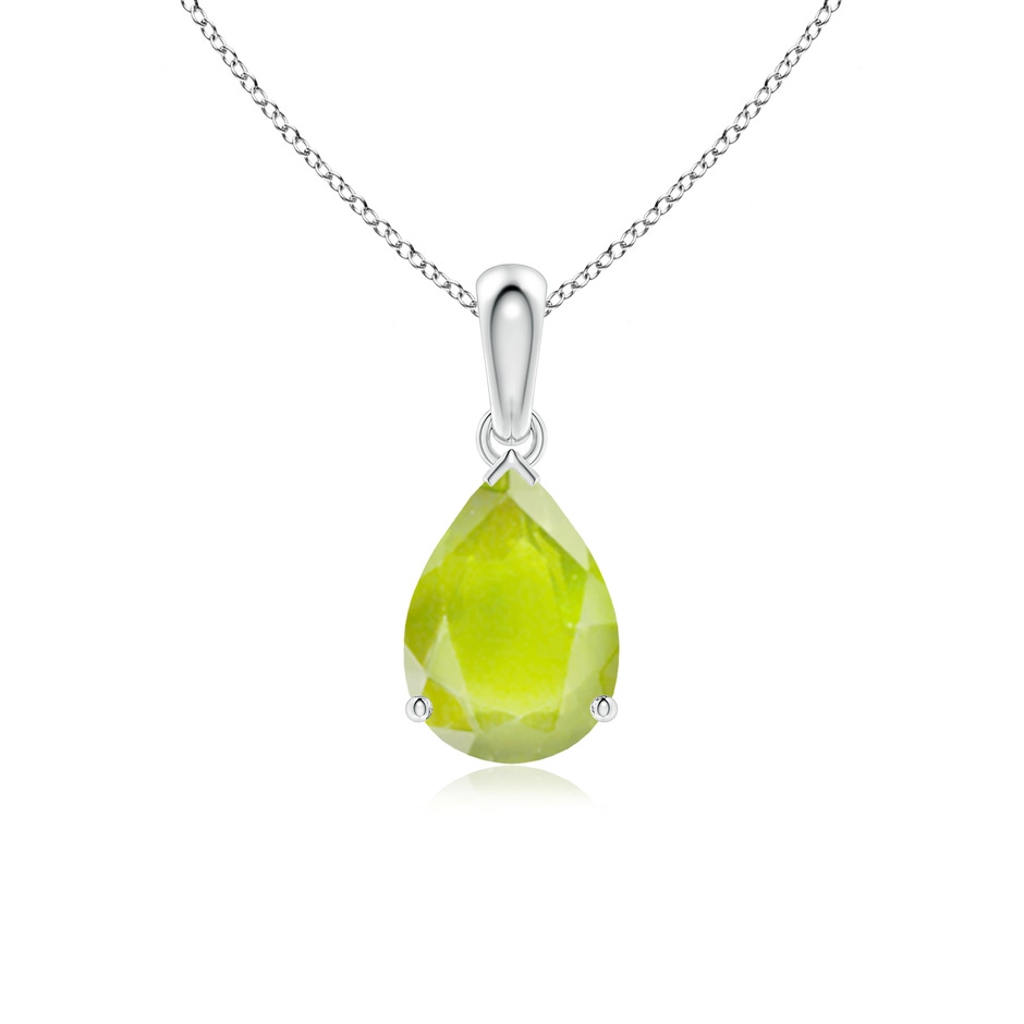 10x7mm A Pear-Shaped Peridot Solitaire Pendant in P950 Platinum 
