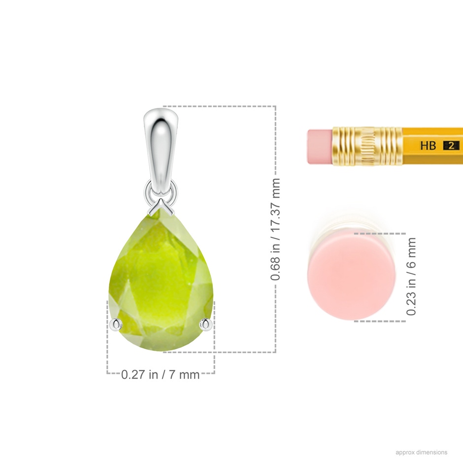 10x7mm A Pear-Shaped Peridot Solitaire Pendant in P950 Platinum ruler