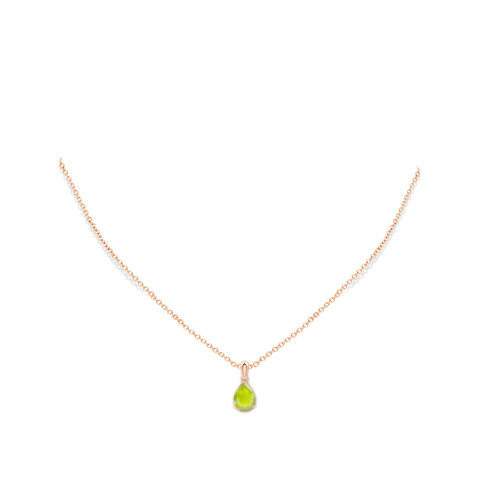 10x7mm A Pear-Shaped Peridot Solitaire Pendant in Rose Gold pen