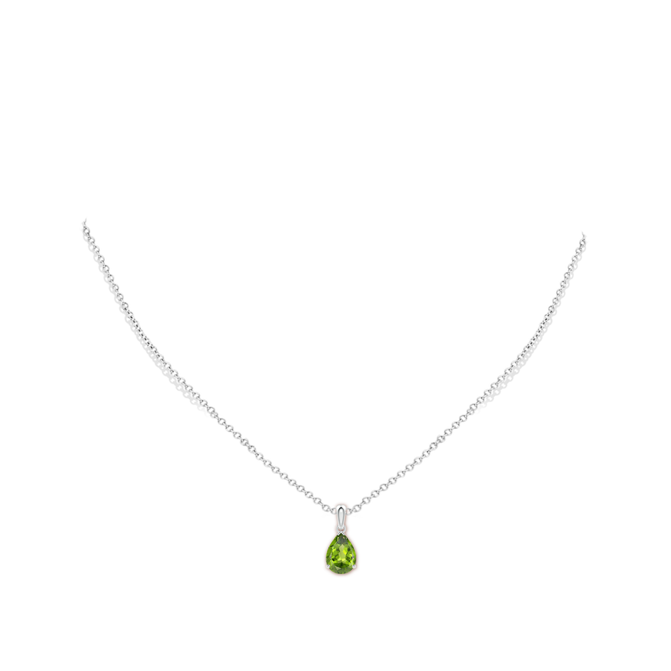 10x7mm AAA Pear-Shaped Peridot Solitaire Pendant in White Gold pen