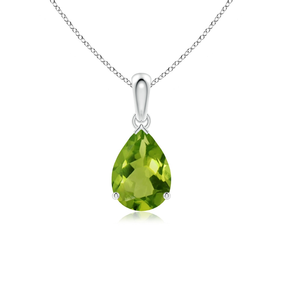 10x7mm AAAA Pear-Shaped Peridot Solitaire Pendant in P950 Platinum 