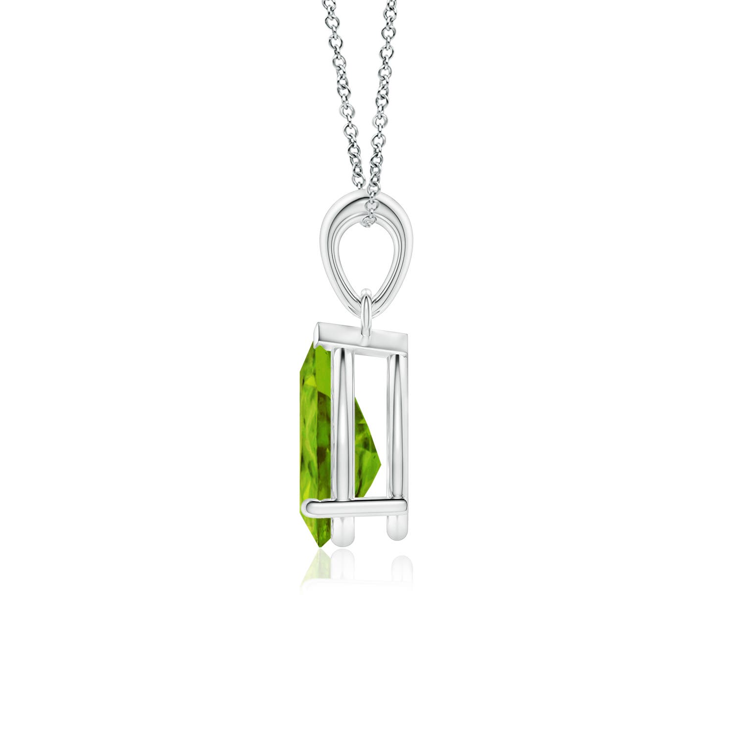 10x7mm AAAA Pear-Shaped Peridot Solitaire Pendant in P950 Platinum