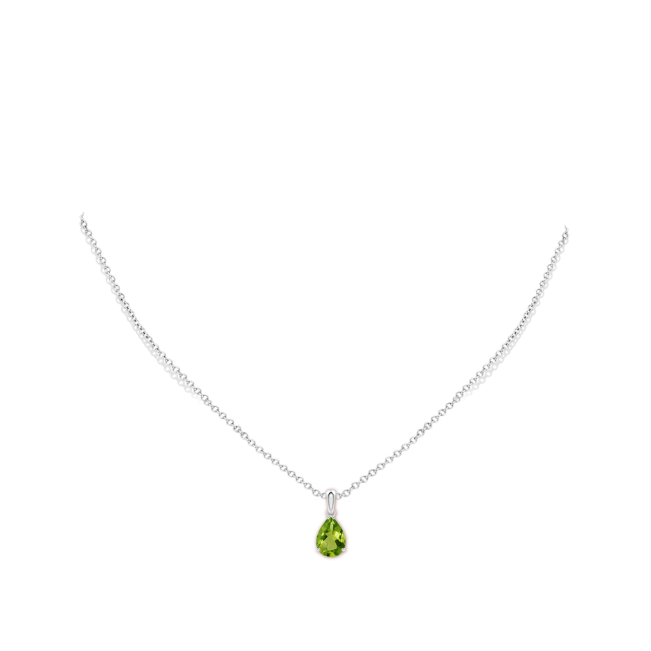 10x7mm AAAA Pear-Shaped Peridot Solitaire Pendant in P950 Platinum pen